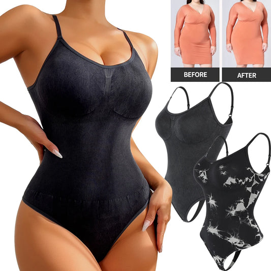 Thong Shaping Bodysuit for Women – Tie-Dye Tummy Control Shapewear
