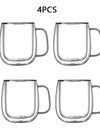 250/400ml Clear Double Wall Glass Cup Home Coffee Milk Mug With Handle Hot Cold Beverage Juice Drinkware Cup Set Of 1/2/4pcs