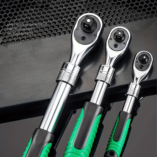 1/4" 3/8" 1/2" Drive Ratchet Handle Wrench 72-Tooth Quick-Release Reversible Extendable Socket Wrench Tool