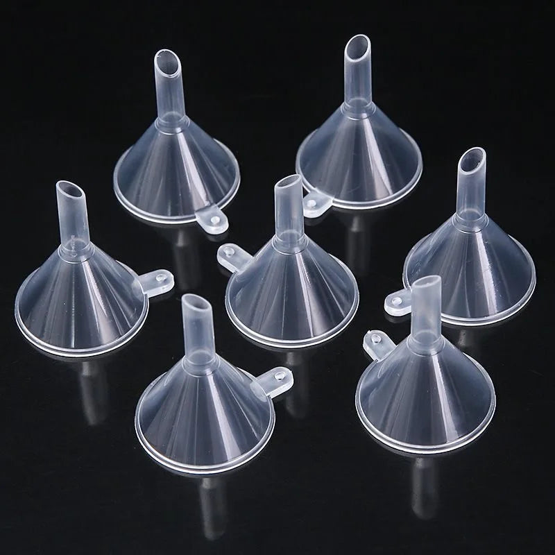 30/1pcs Mini Funnel Transparent Plastic Small Mouth Liquid Oil Funnels Laboratory Experimental Dispensing Filling Tools Supplies