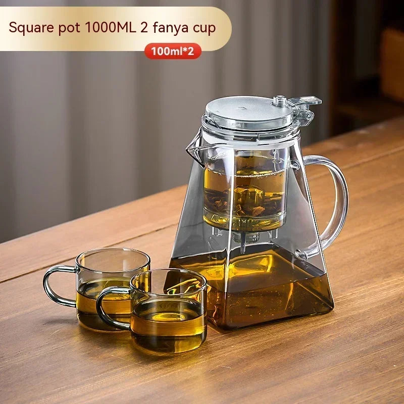 High Borosilicate Glass Tea Pot with One Touch Tea Separation Filter 1000ml