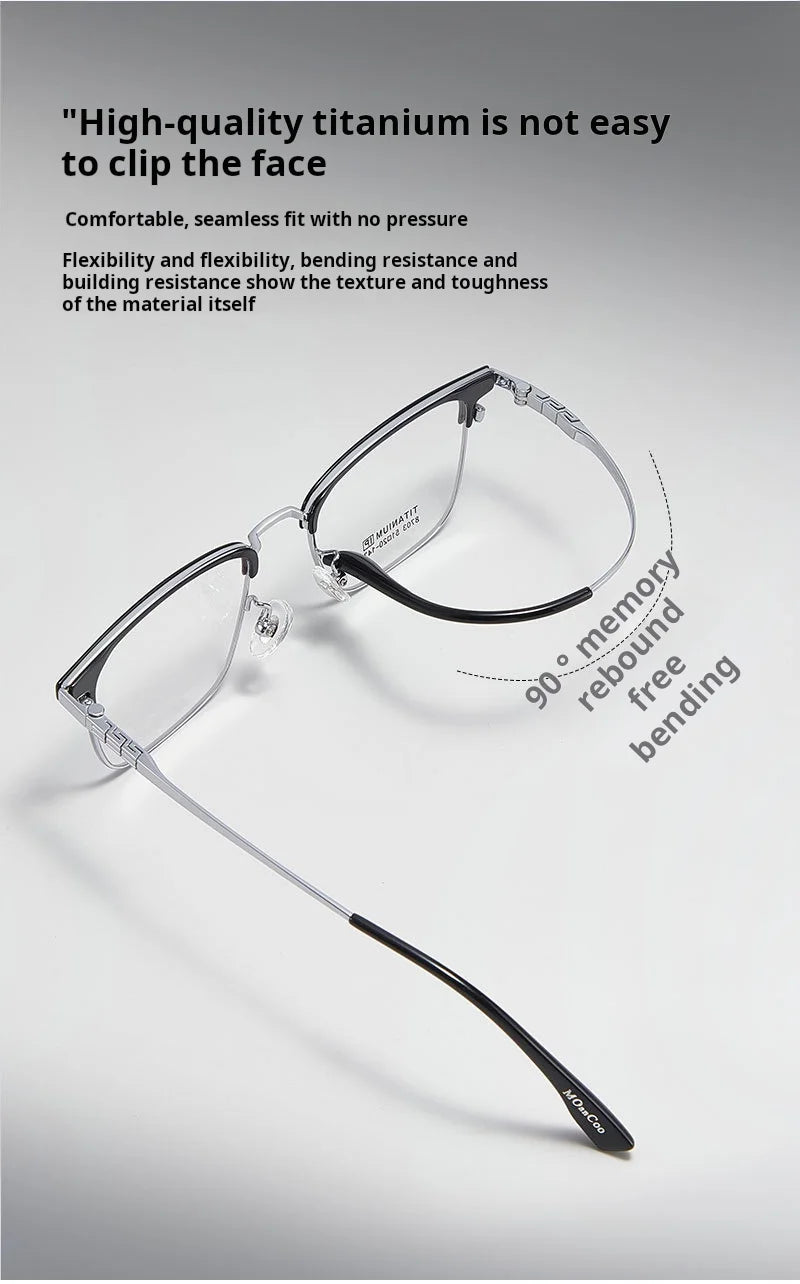 Retro Square Lightweight Titanium Eyeglasses Frames
