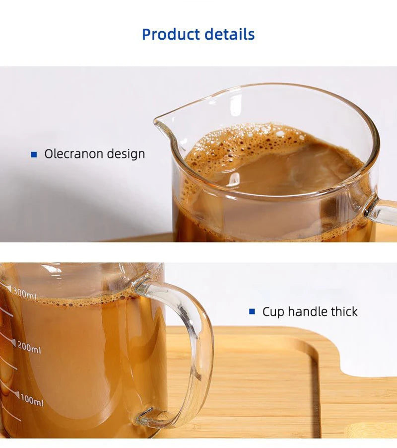 250/350/500/1000ml Glass Measuring Cup With Lid Heat-resistant With Scales Laboratory Beaker Handle Kitchen Measuring Mug