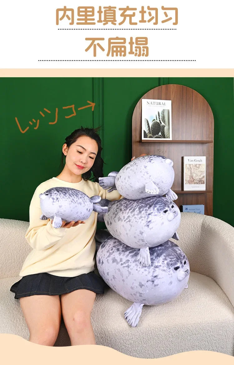 70cm Kawaii Seal Stuffed Animal Seal Plush Toy Soft Cuddly Baby Seal Doll Kids Birthday Gift Plushie Stuffed Animal Pillow