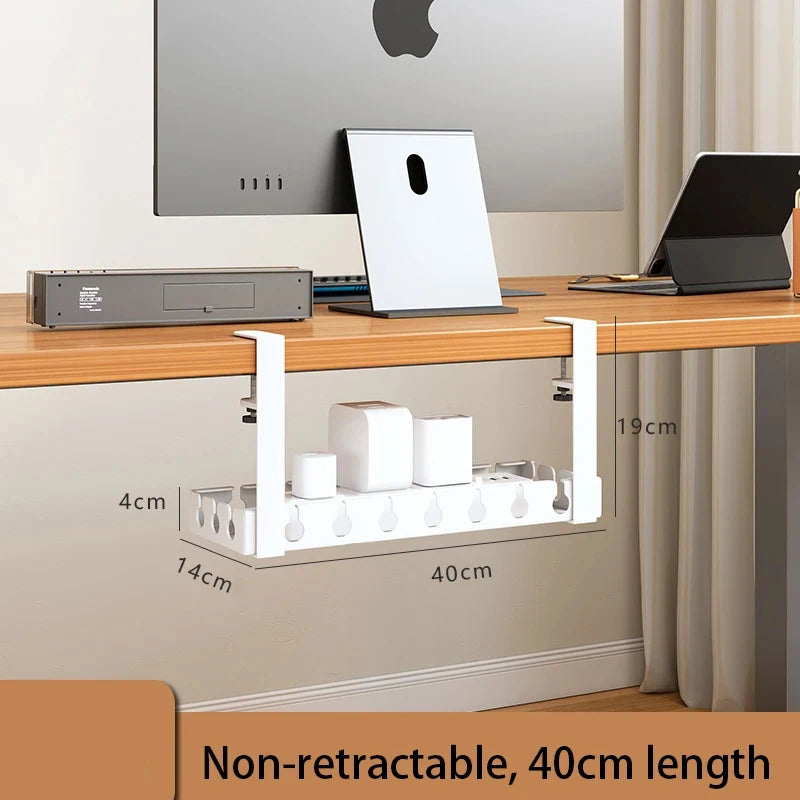 Under Desk Cable Management Tray, Extendable Sturdy Steel Under Desk Cord Hider Raceway,Power Strip Cord Holder Wire Management