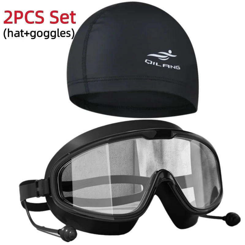 Swimming Goggles Big Frame Swimming Goggles Big Frame HD Wide View Anti-Fog UV Protection Swimming Goggles for No Leaking