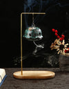 Creative Ceramic Lotus Incense Burner Set Smoke Backflow Lotus Seed Head Incense Holder with Wooden Incense Tray Home Decor