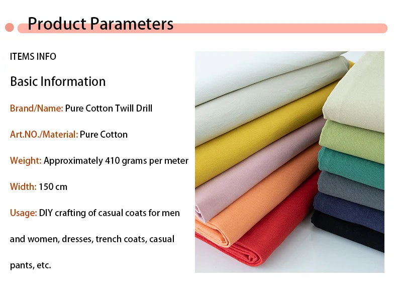 1/2/3M 100% Cotton Thickened Solid Color Clothing Jacket Suspender Skirt Dress Jeans DIY Sewing Fabric