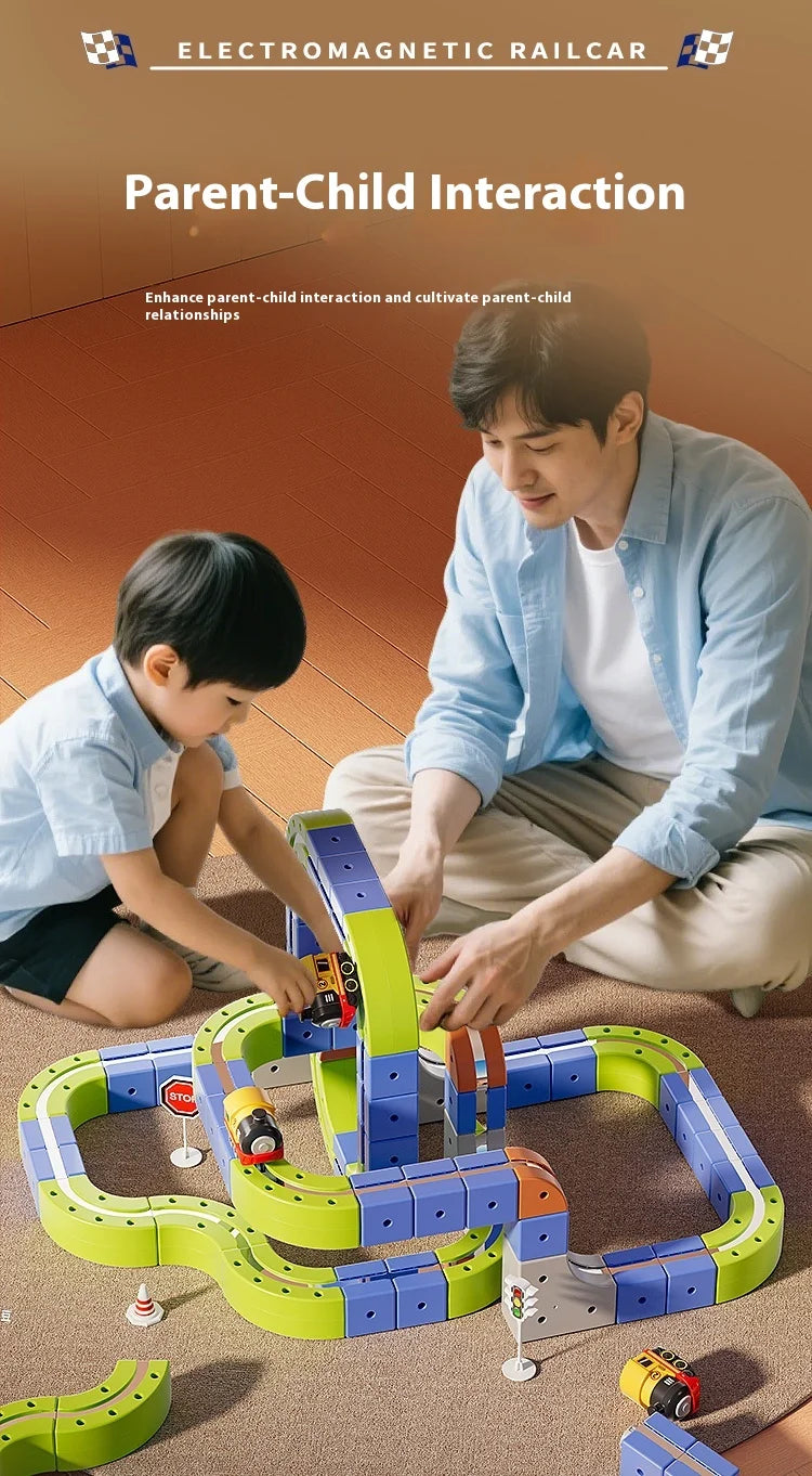 Versatile megnetic Attraction megnetic Block Track Electric Small Train megnetic Car Car Railtrack Set Toy  Gifts