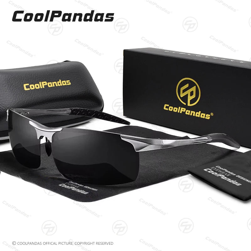 Aluminum Polarized Sunglasses UV400 Anti-Glare Driving Glasses Outdoor Rectangle Shades for Men
