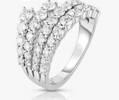 Fashion 4 Rows Zircon Winding Rings for Women Korea New White CZ Bridal Ring