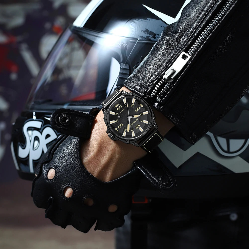 Simple Fashion Thin Date Wristwatches Male Luxury Design Breathable Leather Watches Men's Quartz Clock