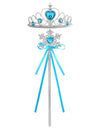 Kids Rhinestone Tiara Crown and Magic Wand with Glitter Crystal Head Hoop Jewelry Hair Accessories for Girls Teens Birthday Gift