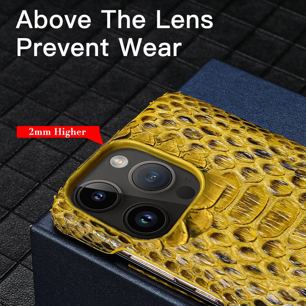 100% Genuine Python Leather Phone Cover Case For iPhone 16 15 14 Pro Max Plus 15Pro 14Pro 16Pro 16Plus Max Luxury