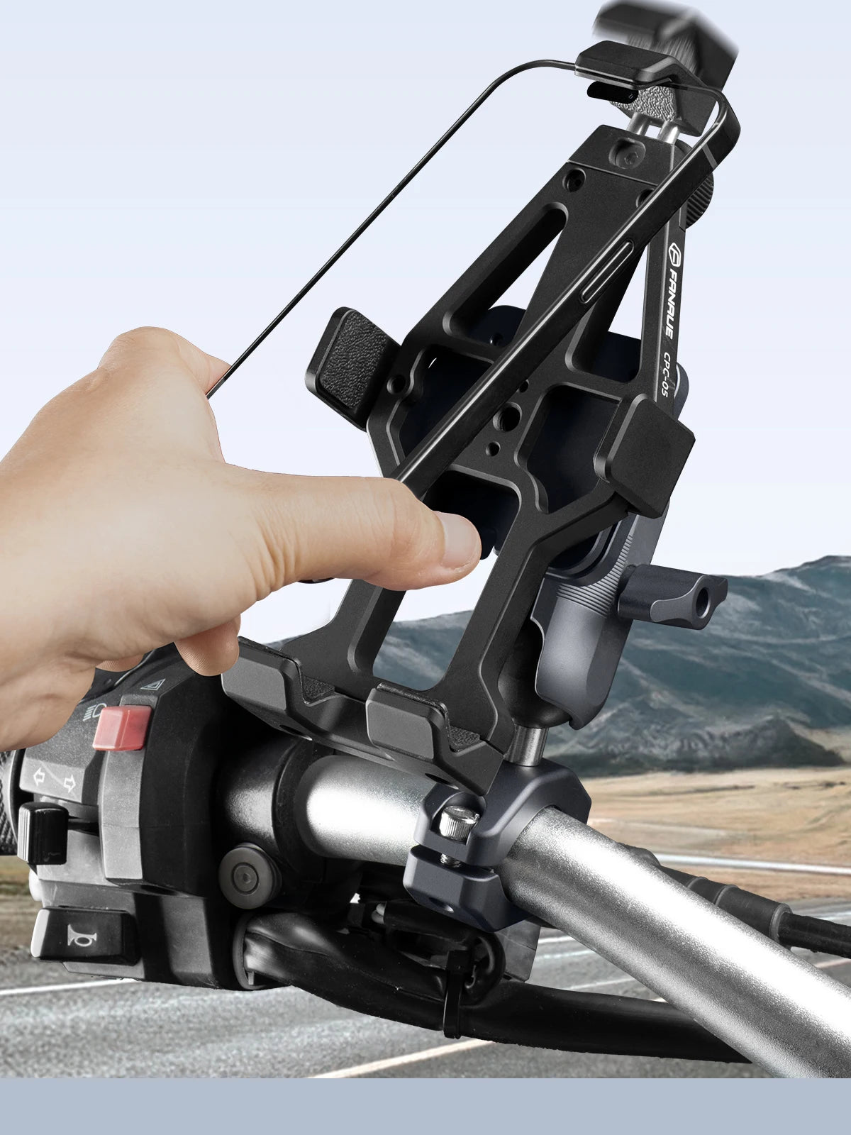 Motorcycle Phone holder 360° Rotating Adjustable Aluminum Alloy Handlebar Cell Clip for ATV/ UTV Bike Bicycle Motorbike