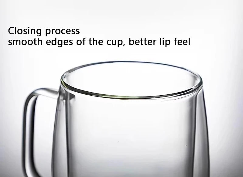 250/400ml Clear Double Wall Glass Cup Home Coffee Milk Mug With Handle Hot Cold Beverage Juice Drinkware Cup Set Of 1/2/4pcs