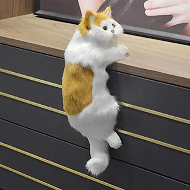 Simulation cat plush Doll Realistic Cute Cat Furry Hanging Ornaments Car Decoration Stuffed Animals Sculptures creative gift