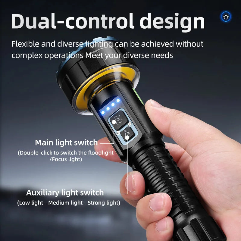 30W 1 Plus 8 LED Rechargeable Camping Flashlight