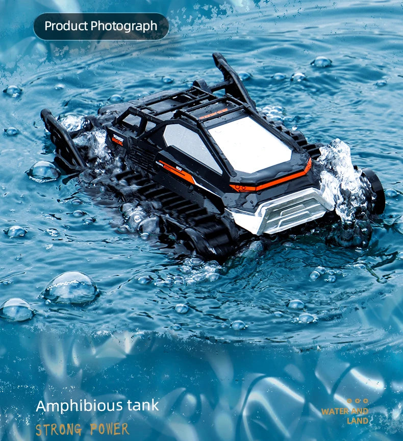 Rc Cars Tank Waterproof Amphibious Water Land All Terrain Tracked Tank Remote Control Crawler Vehicle Outdoor Cars Toy for Boys