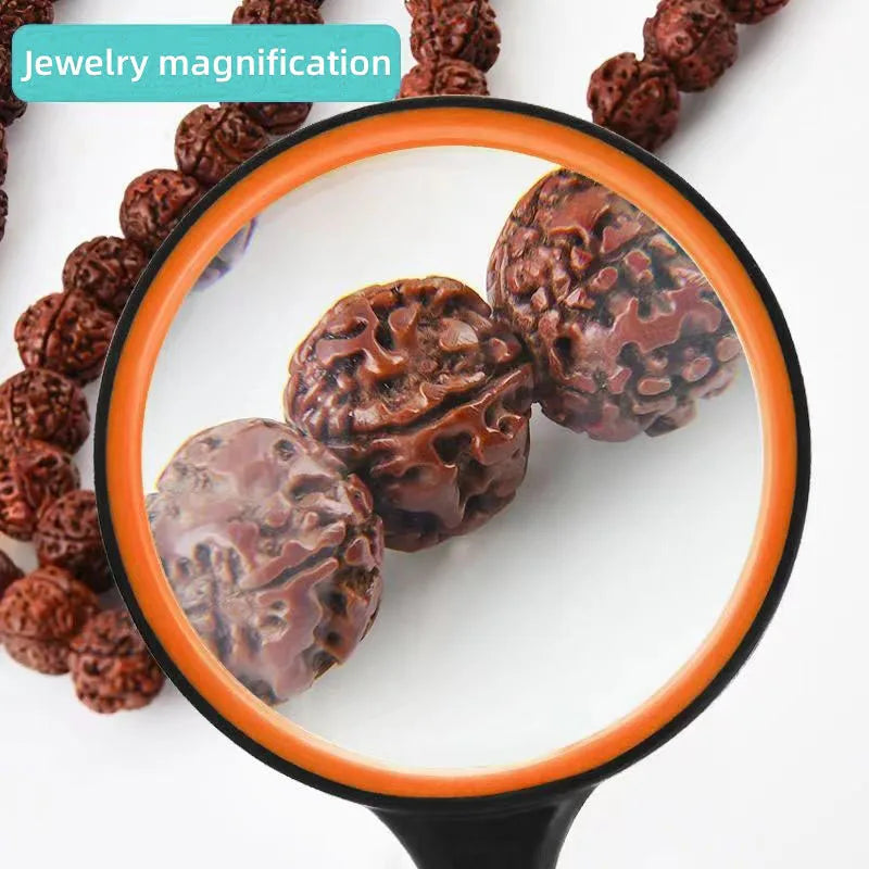 8X Handheld Magnifying Glass 50mm 75mm Rubber Handle