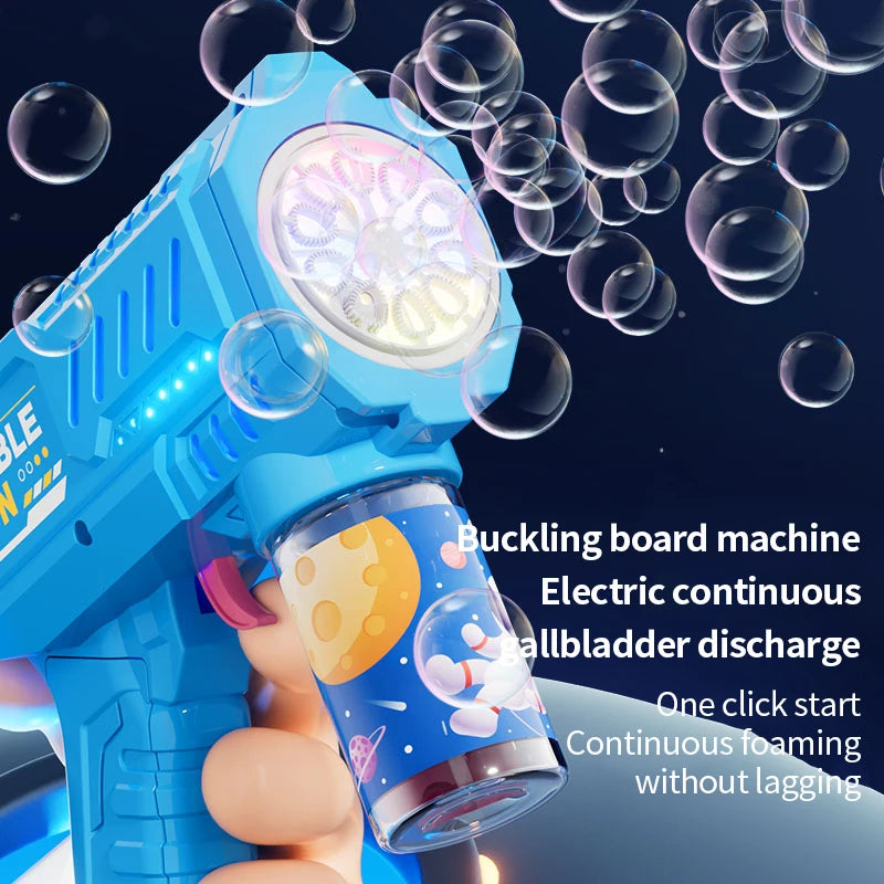 One Pack Of Children's 10  Launcher Handheld Portable Electric Automatic Bubble Gun LED Light For Boys And Girls