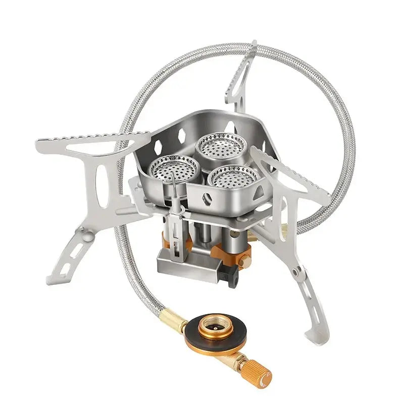 Camping Gas Stove 5800w 3 Head Gas Burner Tourist Strong Fire Furnace Climbing Hiking Equipment Picnic Kitchen Cookware