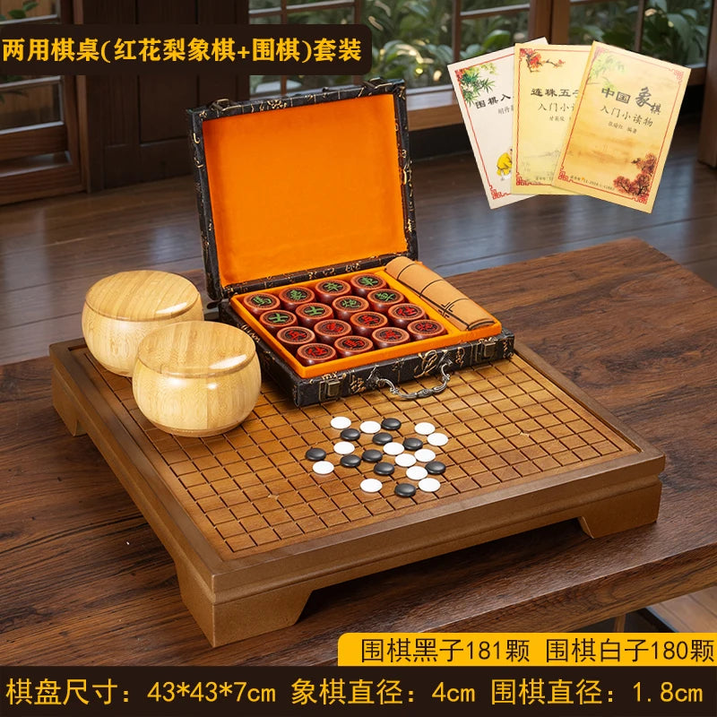 2 in 1 Wooden Chinese Chess & Go Board Game Set