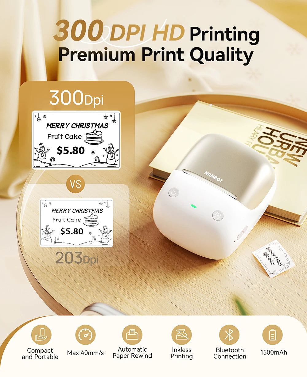 B2 Pro Label Printer 300 DPI, Bluetooth Wireless Thermal Sticker Printer, Red Black Photo Label Maker for Business & Home