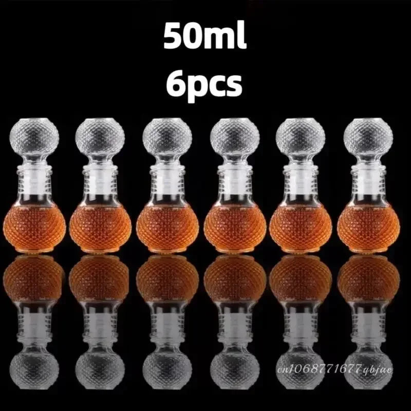 50ml 100ml 6pcs 12pcs Whisky Glass Liquor Bottle French Carved For Alcohol Wedding Gifts Wine Mini Container Storage Favour Set