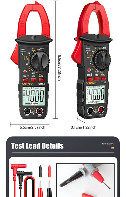 AC Current Clamp Meter  Digital 4000 Counts Multimeter Ammeter Voltage Tester Car Amp Hz Capacitance NCV Ohm Tool