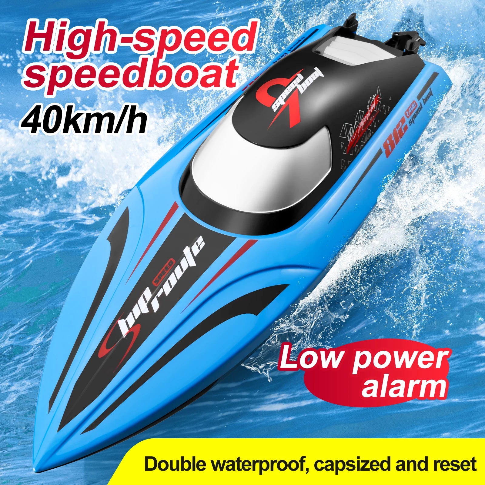 Rc Boat Large 48Cm 40Km/h High-Speed Remote Control Speedboat 2.4G Waterproof Electric Racing Ship Water Toys for Boys
