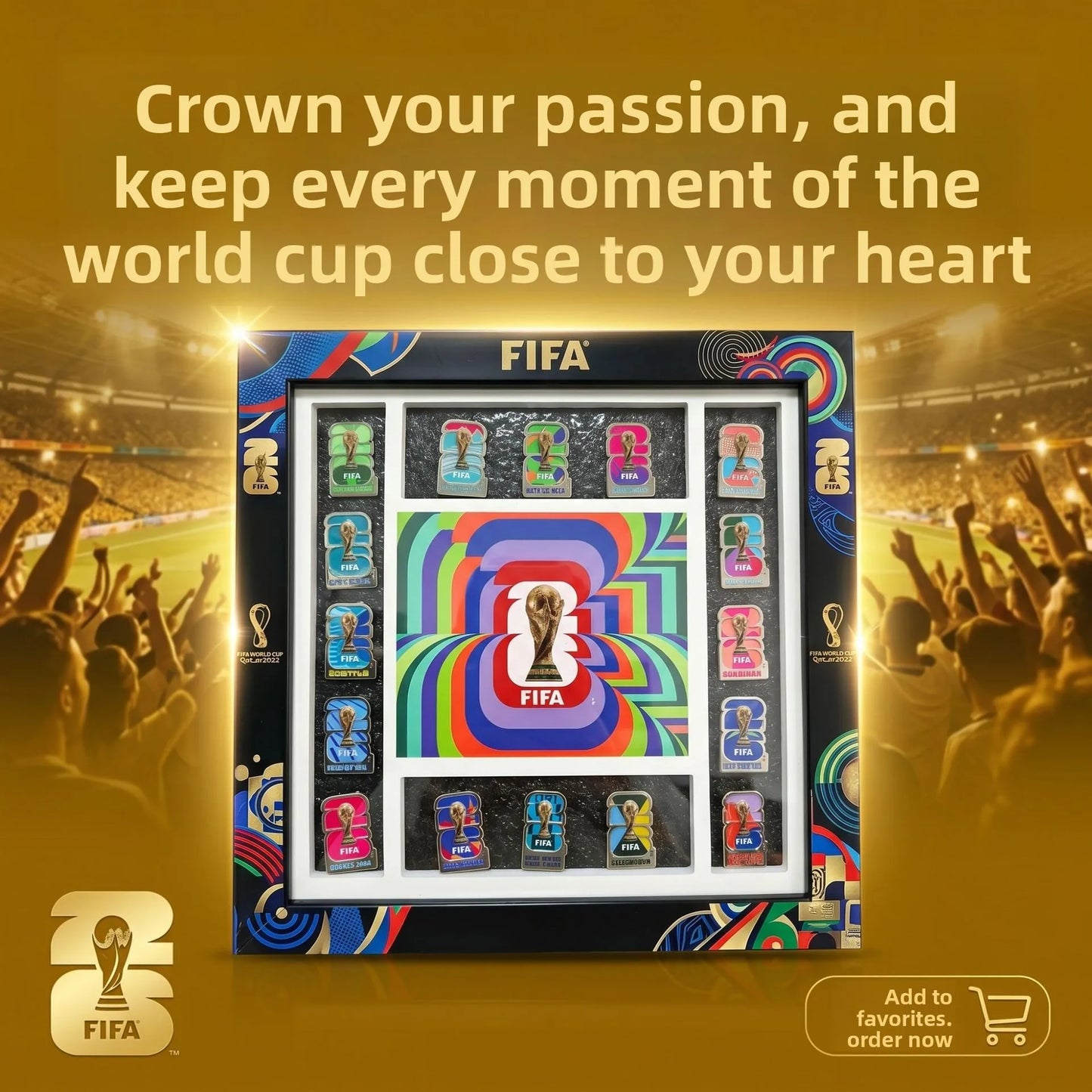 2026 Football Badge Collection Display Frame Soccer Fan Memorabilia Decor