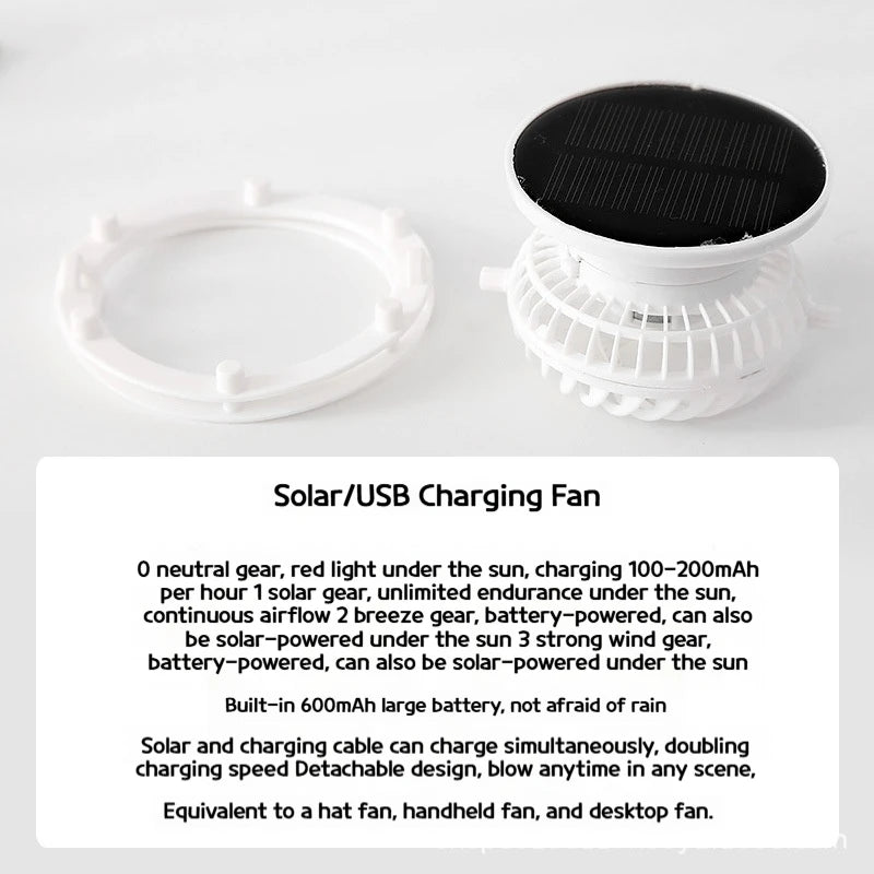 Wide Brim Sun Hat With Solar Powered Fan