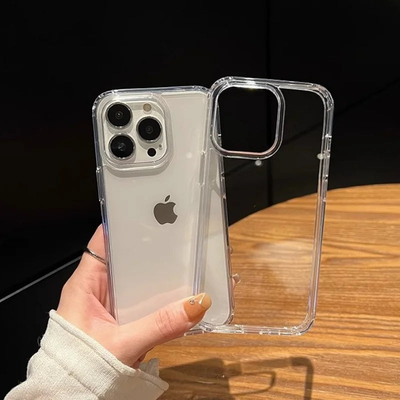 Luxury Transparent Soft Acrylic Phone Case for iPhone 17 Air 16 15 Pro Max 14 Pro Shockproof Cover
