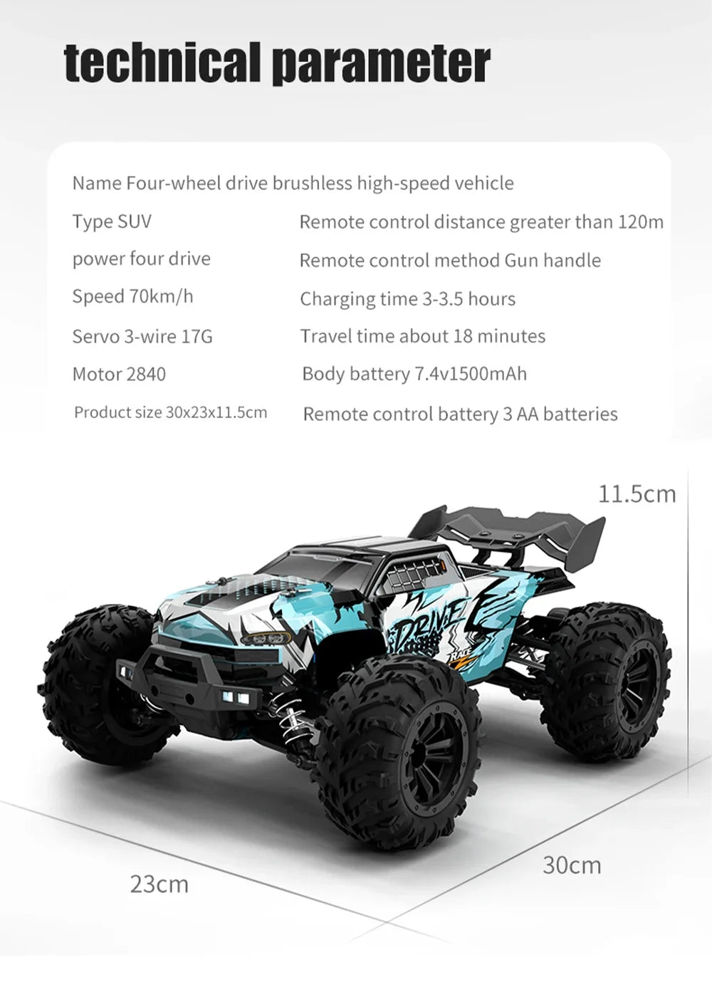 RC Car 1:16 70KM/H or 25KM/H Car Toys LED Headlight Shock-Absorbing Long Endurance With Adapt To All-Terrain 4WD Toys
