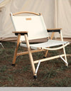 Outdoor Chair Camping Folding Portable Backrest Chair Camping Leisure Faux Wood Armrest Fishing Garden Chair
