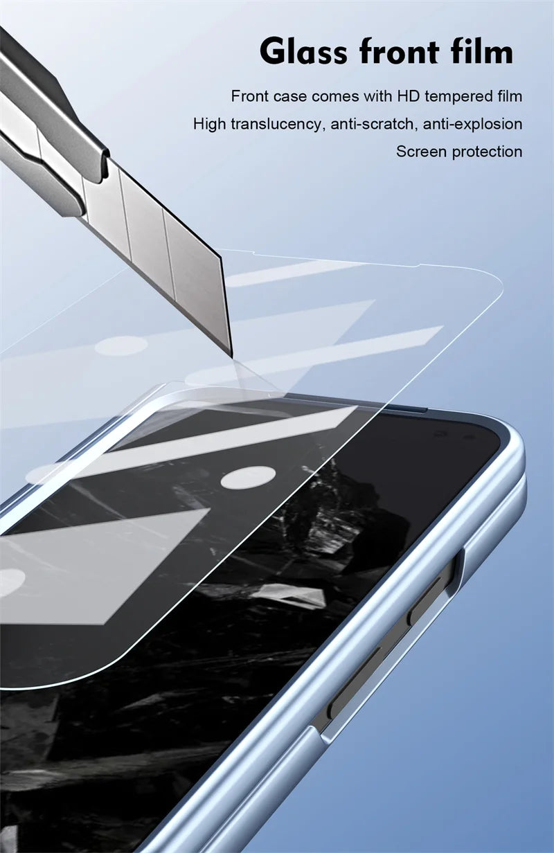 Electroplated Frosted lens Protection Tempered Glass Film Phone Case for Google Pixel 9 Pro Folding Hinge Phone Case