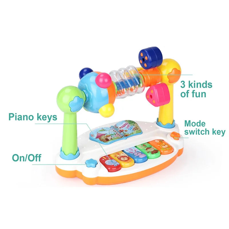 Montessori Baby Musical Piano Toys Rotating Piano with Light Sound Keyboard  Musical  Educational Toys for Boys Girls Gift