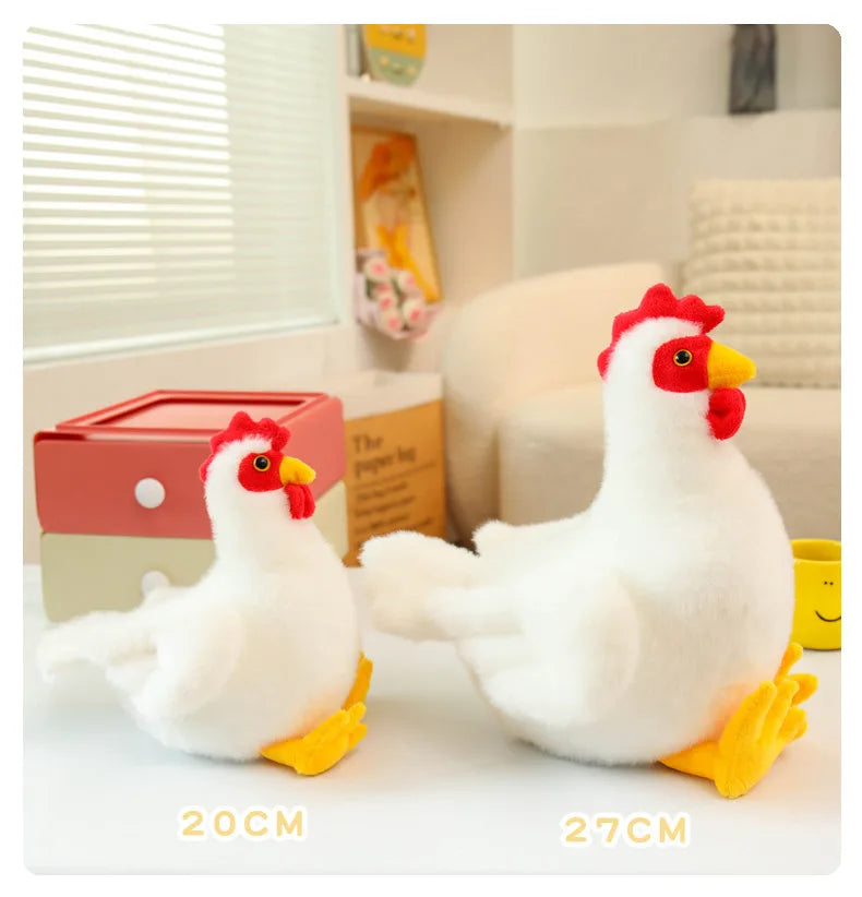 White Rooster Chicken Plush Stuffed Animal Soft Bird Decor