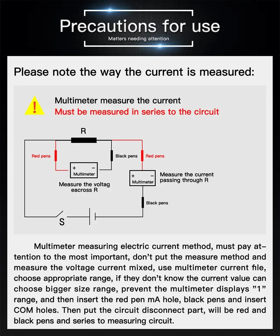 Square Wave Digital Multimeter 1999 Counts HFE Triode Buzzer Tester AC/DC Voltage 10A Current Multimeters Meter Tool