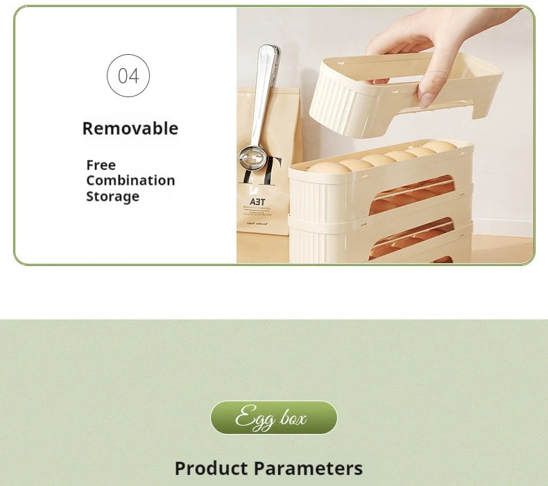 Multi-Layer Egg Storage Box – Automatic Rolling Slide Refrigerator Door Egg Holder Dispenser