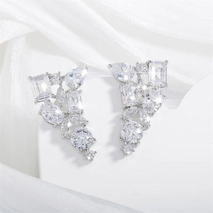 Irregular Marquise Zirconia Earrings for Women Shinny Geometric Square Water Drop CZ Earring