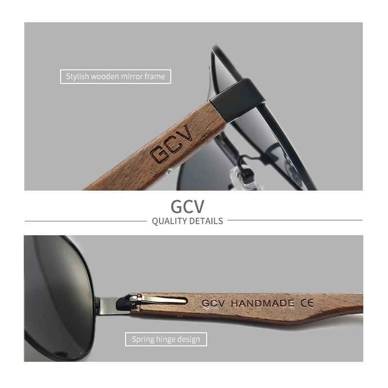 Handmade Wooden Pilot Polarized UV400 Mirror Sunglasses for Men Walnut Retro Eyewear