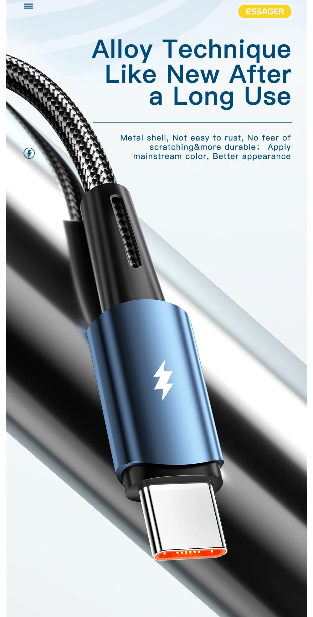 120W USB-A to Type-C Super Fast Charging Cable (6A)