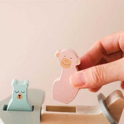 Wooden Pushplane With Animal Toys Detachable Model Montessori Toys Hand-brain Coordination Exercise Plaything Baby Handmade Gift