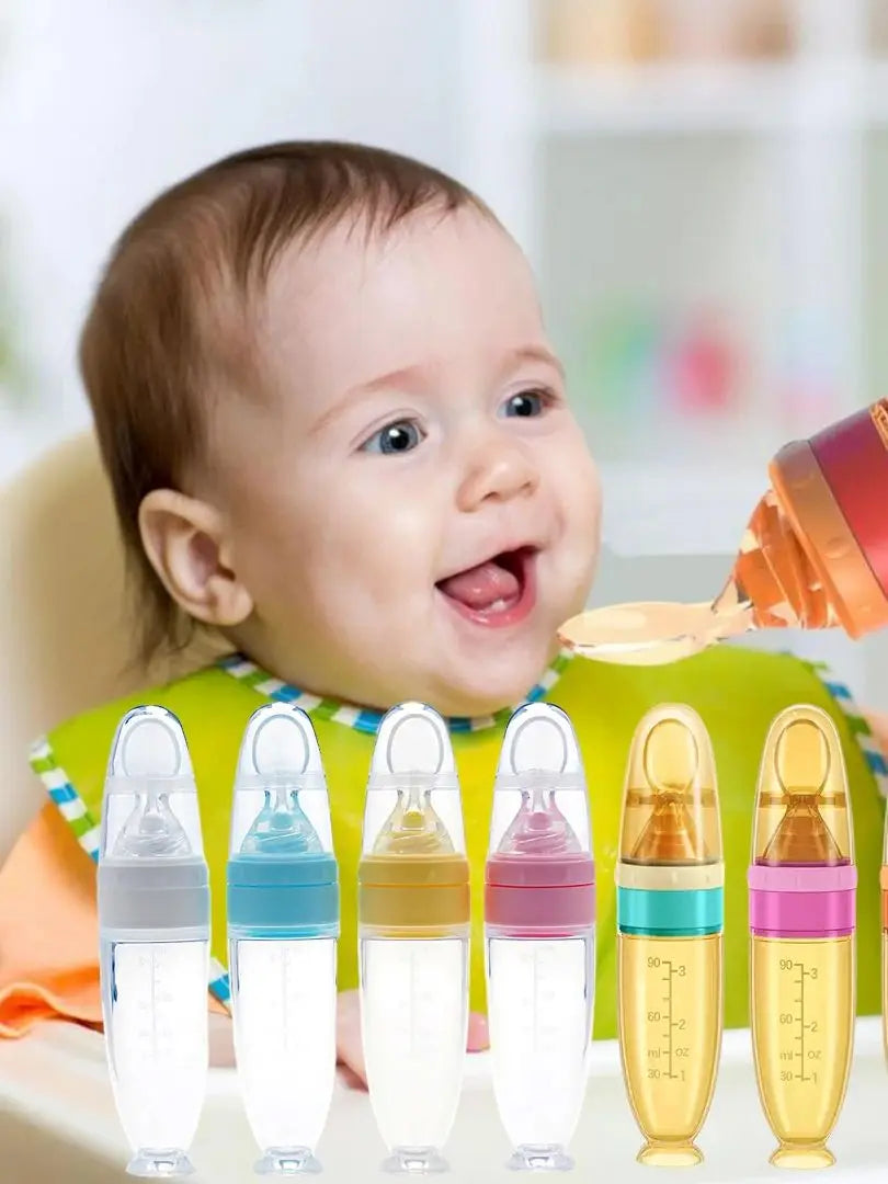 Baby Silicone Feeding Spoon Newborn Rice Cereal Bottle Feeder Scientific Feeding Safe Feeding Infant Iteims Baby Tableware 90ML