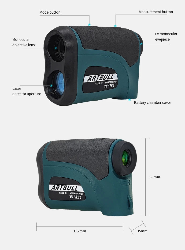 Laser Golf Rangefinder Hunting Telescope with Slope Adjusted Flag-Lock Distance Meter 800-2000m Rangefinder Monoculars