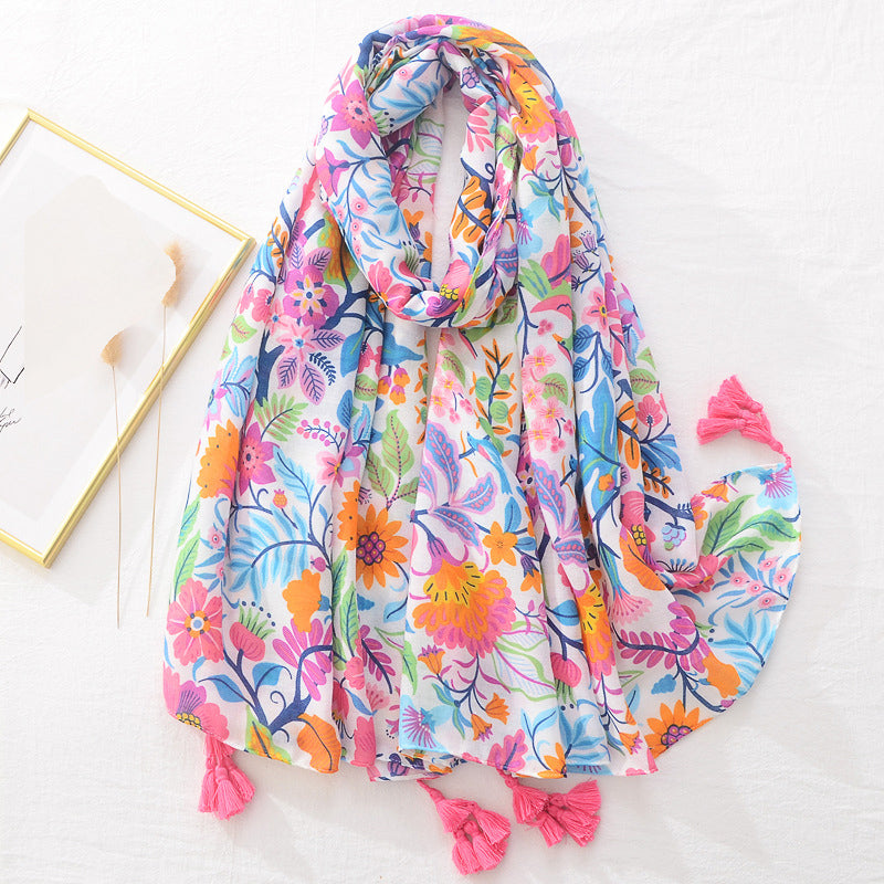 Floral Brand Scarf Luxury Designers New Style Women Elegant Scarves Hug Shawls Pink Purple Scarf Bandana Fashion Design Shawls
