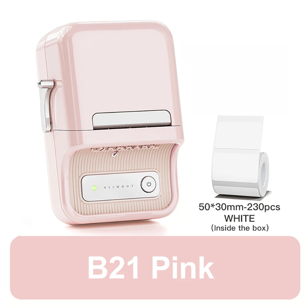 B21 / B1 Thermal Label Printer, Bluetooth Wireless Sticker Maker 20–50mm, Portable Inkless Barcode Label Printer for Clothing & Jewelry