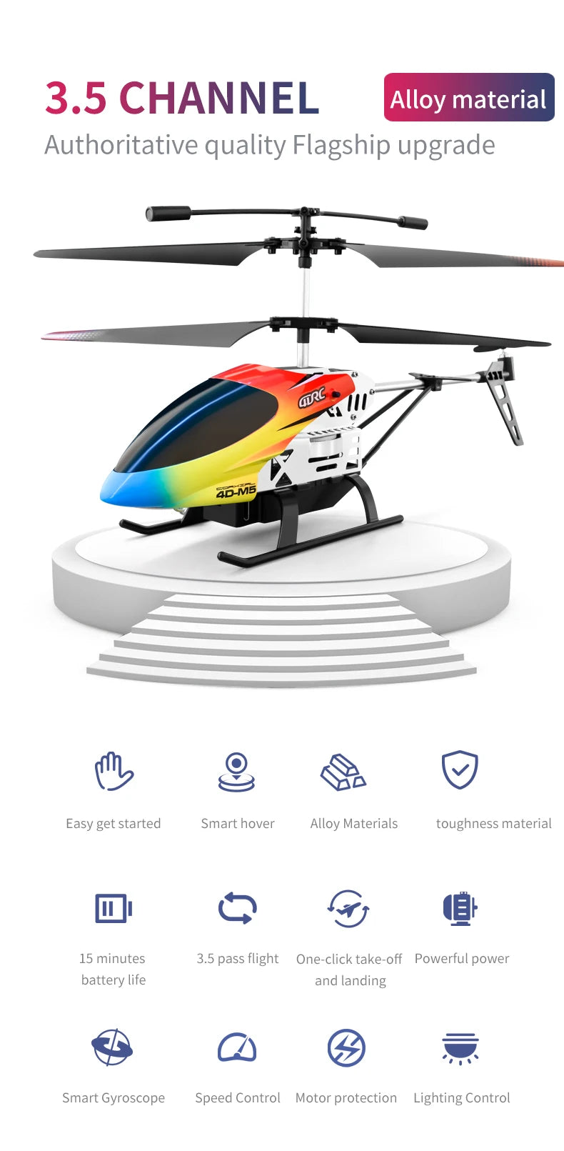 4DRC M5 Remote Control RC Helicopter with Gyro Altitude Hold Drone 3.5 Channel Aircraft Indoor Flying Toy Gift for Boys Girl